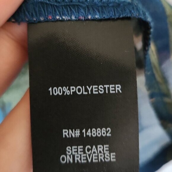 TORRID | Teal Tropical Floral Chiffon Babydoll Tunic Hi-Low Sheer Blouse Sz 4X - Picture 6 of 6